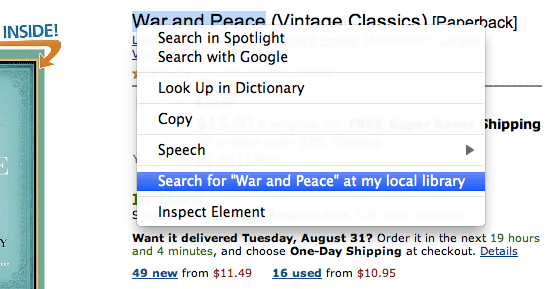 LibrarySearch right-click menu